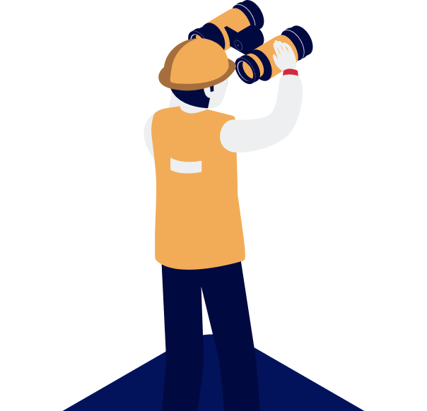 construction worker with binoculars
